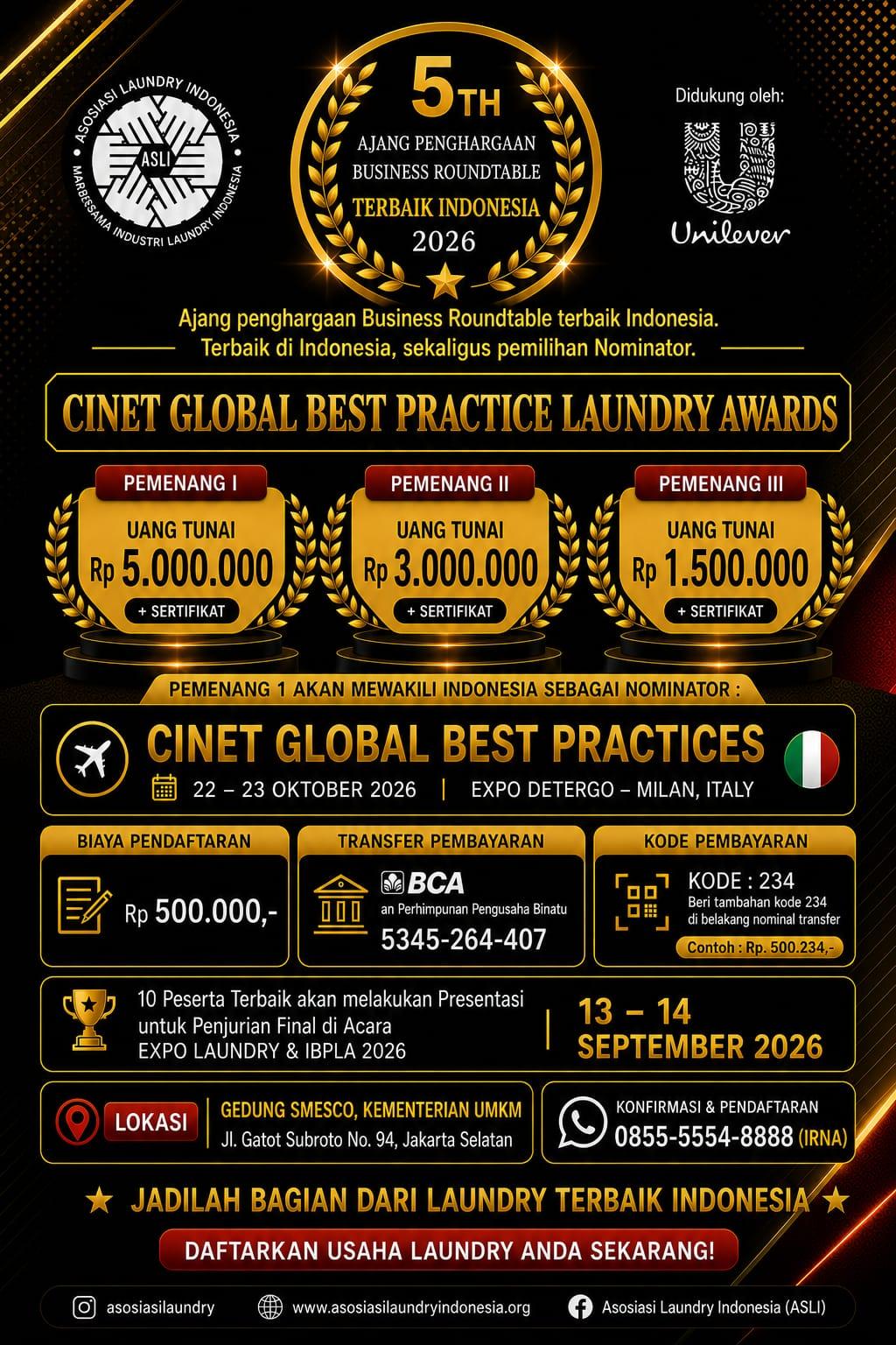 INDONESIA'S BEST PRACTICE LAUNDRY AWARD (IBPLA) 2026 - CORPORATE CATEGORY